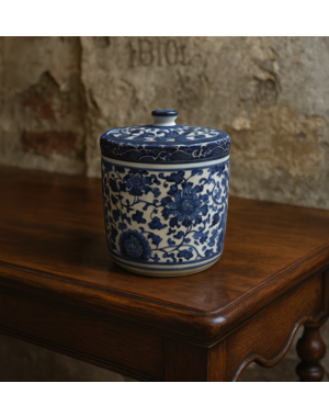 TRAA Delftsblauwe Wafel/koekjes pot met deksel (15x15x15cm)
