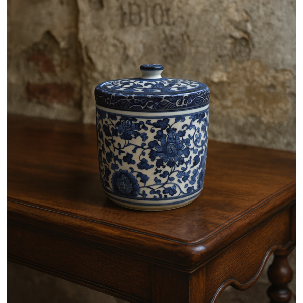 TRAA Delftsblauwe Wafel/koekjes pot met deksel (15x15x15cm)