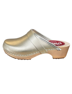 DINA Schwedische Clogs Gold – Echtleder