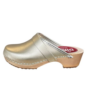DINA Schwedische Clogs Gold – Echtleder