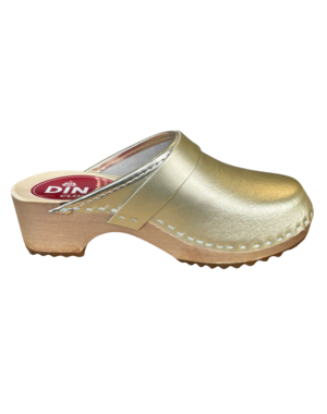 DINA Swedish clogs - Gold with genuine leather