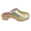 DINA Schwedische Holzschuhe – Gold mit echtem Leder