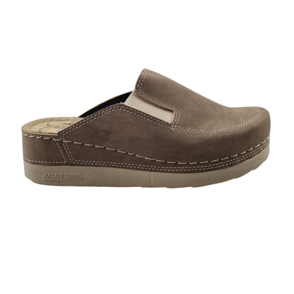 DINA PU-Clogs mit weichem Fußbett – Nubuk Cappuccino