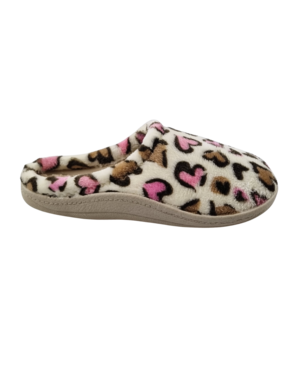 DINA Instappers dames beige panter hearts - heerlijk zacht met harde zool