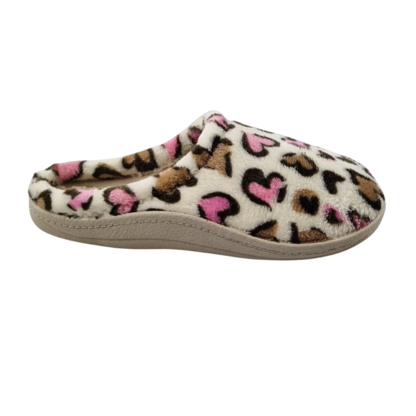 DINA Women's slip-on shoes beige panther hearts – wonderfully soft with a firm sole