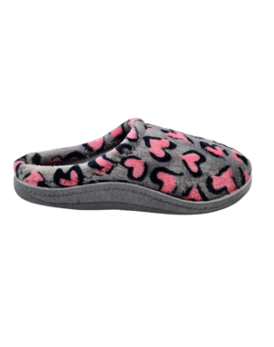 DINA Women's slip-on shoes grey panther hearts – wonderfully soft with a firm sole