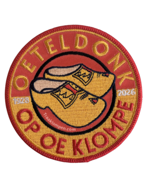 TRAA Carnival emblem Oeteldonk on oe clogs Traa Clog Factory