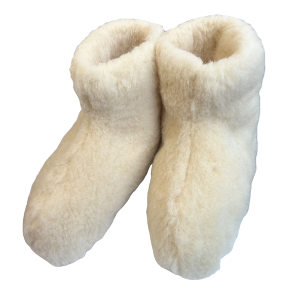 DINA  Wunderbar warme Wollpantoffeln – Hohes Modell in Off-White