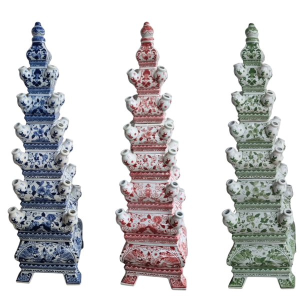 TRAA Delftsblauwe Piramide Vaas voor tulpen - 85cm hoog