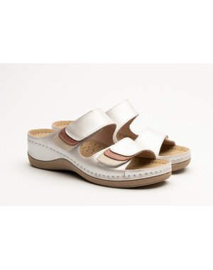 Leon Footwear Sandalen met klitteband  en antislip nop in zool - Parel pink