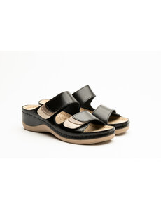 Leon Footwear Sandalen met klitteband  en antislip nop in zool - zwart
