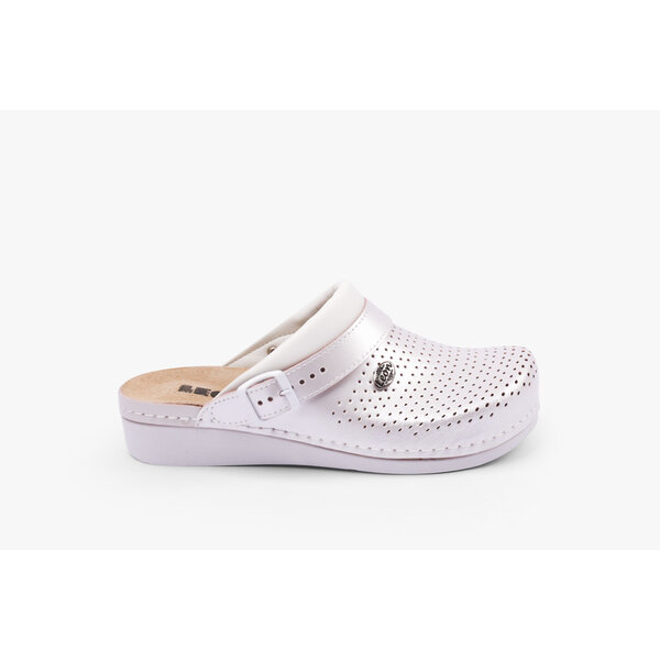 Leon Footwear Medizinische Clogs mit herausnehmbarer Sohle und rutschfesten Noppen – Perlmuttrosa