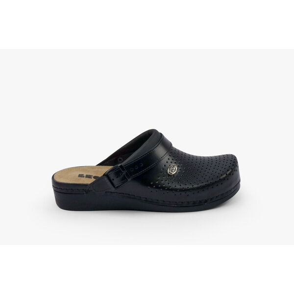 Leon Footwear Medizinische Clogs mit herausnehmbarer Sohle und rutschfesten Noppen in der Sohle – schwarz