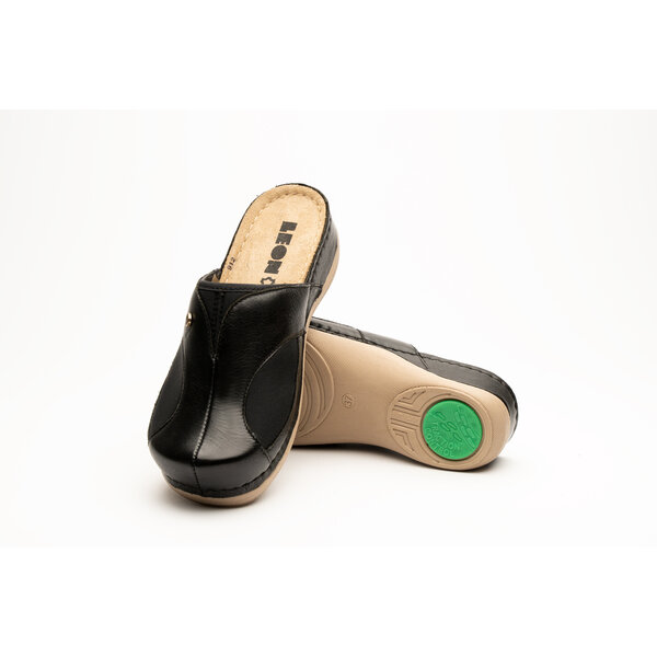 Leon Footwear Clogs mit rutschfester Sohle und elastischen Seiten – bequem bei Hallux valgus – Farbe: Schwarz