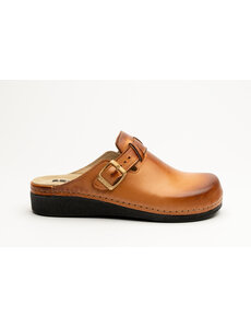 Leon Footwear Slip-on clog in sizes 36 to 41 - removable sole and anti-slip stud - color golden brown