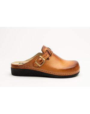 Leon Footwear Slip-on clog in sizes 36 to 41 - removable sole and anti-slip stud - color golden brown
