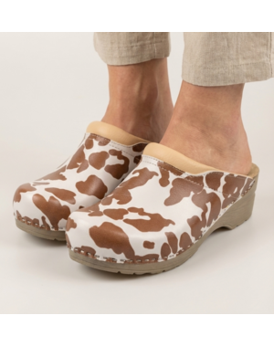 DINA Medische klompen - beige koeienprint met beige zool - Dina