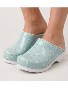 DINA Medical clogs - work clogs - care clogs - Dina clogs - Blue with daisies
