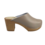 DINA Scandinavian Clog Heels – Taupe Leather & Wooden Heel