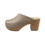 DINA Scandinavische Clog Heels – Taupe Leder & Houten Hak