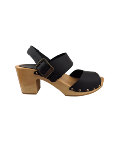 DINA Zwarte Houten Heels met Hielband