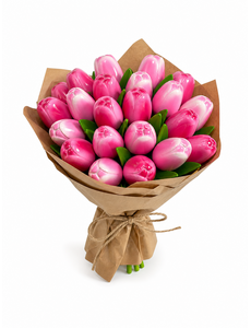  Moederdag Boeket roze tulpen r/w (10,20 of 30stuks)