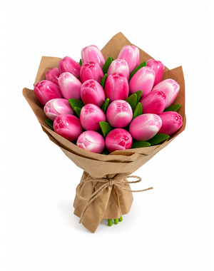  Mother's Day Bouquet of pink tulips r/w (10, 20 or 30 pieces)