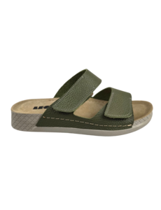 Leon Footwear Olivgrüne Sandalen – Doppelriemen – Material: Leder & Polyurethan