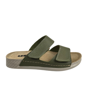 Leon Footwear Olive green sandals - double strap - material: Leather & Polyurethane