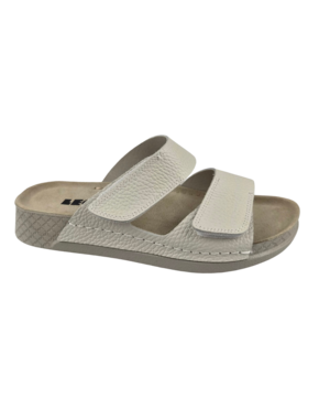 Leon Footwear Cremefarbene Sandalen – Doppelriemen – Material: Leder & Polyurethan