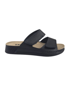 Leon Footwear Schwarze Sandalen – Doppelriemen – Material: Leder & Polyurethan