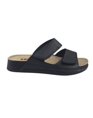 Leon Footwear Schwarze Sandalen – Doppelriemen – Material: Leder & Polyurethan