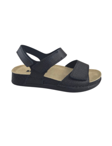 Leon Footwear Sandalen zwart - dubbele band met hielband - materiaal: Leer & Polyurethaan  -
