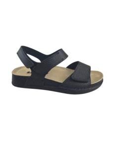 Leon Footwear Schwarze Sandalen – Doppelriemen mit Fersenriemen – Material: Leder & Polyurethan –