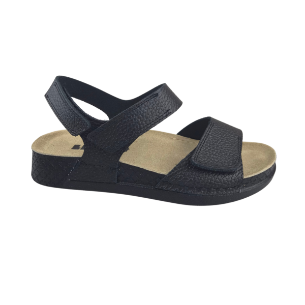 Leon Footwear Sandalen zwart - dubbele band met hielband - materiaal: Leer & Polyurethaan  -