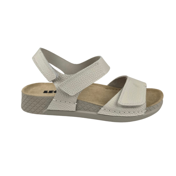 Leon Footwear Sandalen offwhite - dubbele band met hielband - materiaal: Leer & Polyurethaan