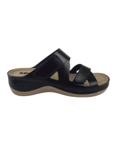Leon Footwear Laura Sandalen schwarz - Doppelriemen - Material: Leder & Polyurethan