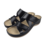 Leon Footwear Sandalen Laura zwart - dubbele band - materiaal: Leer & Polyurethaan