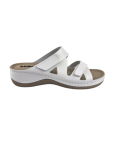 Leon Footwear Laura sandals white - double strap - material: Leather & Polyurethane