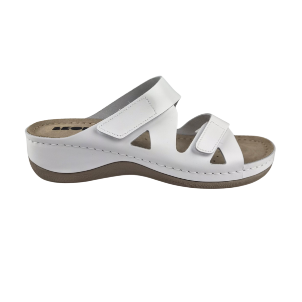 Leon Footwear Laura sandals white - double strap - material: Leather & Polyurethane