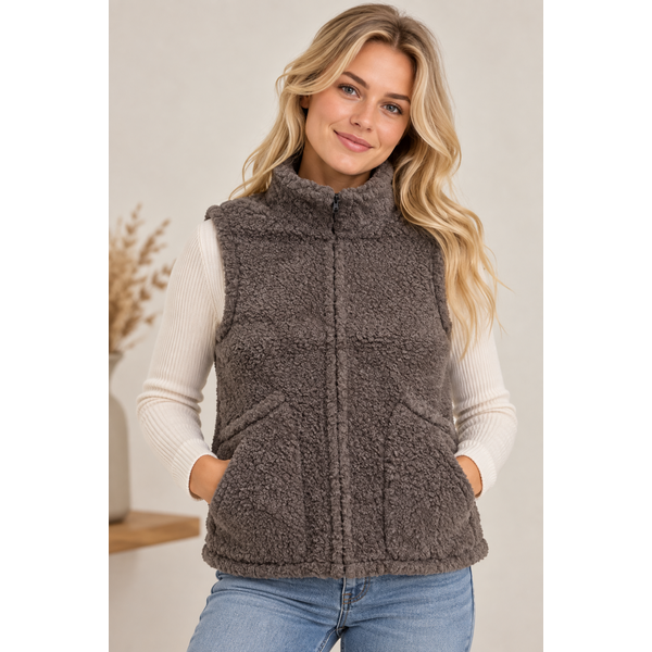 Bodywarmer 100% wool natural black