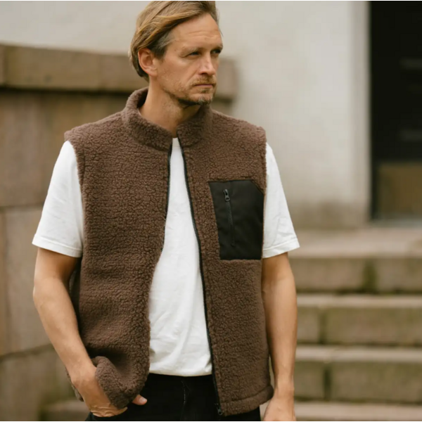 Heren Wollen Vest Bruin – 100% Schapenwol
