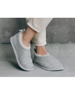 DINA Dames Pantoffels Grijs – Zachte Wollen Sloffen met antislip zool