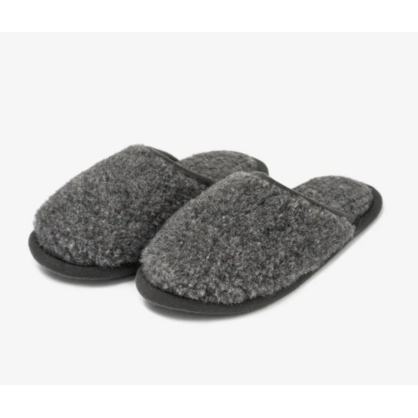 DINA Ladies' Slippers Black – Soft Wool Slip-ons with Non-slip Sole