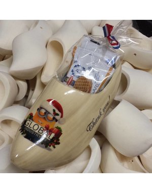  wooden clog with syrup waffles