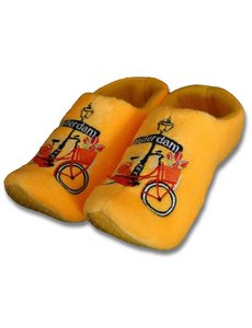  Clog Pantoffeln Gelb mit Fahrrad