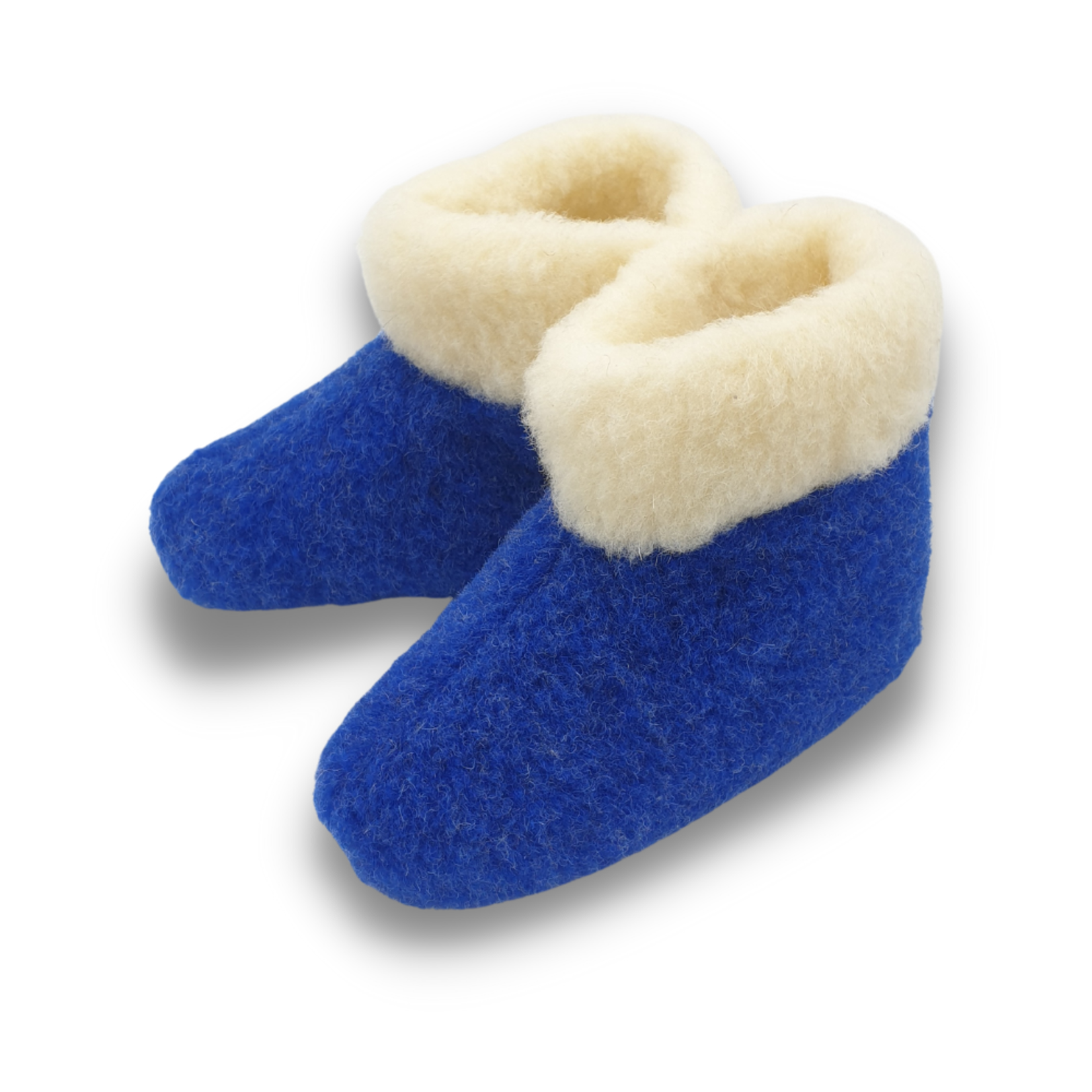 DINA Wollen sloffen hoog model wit/blauw