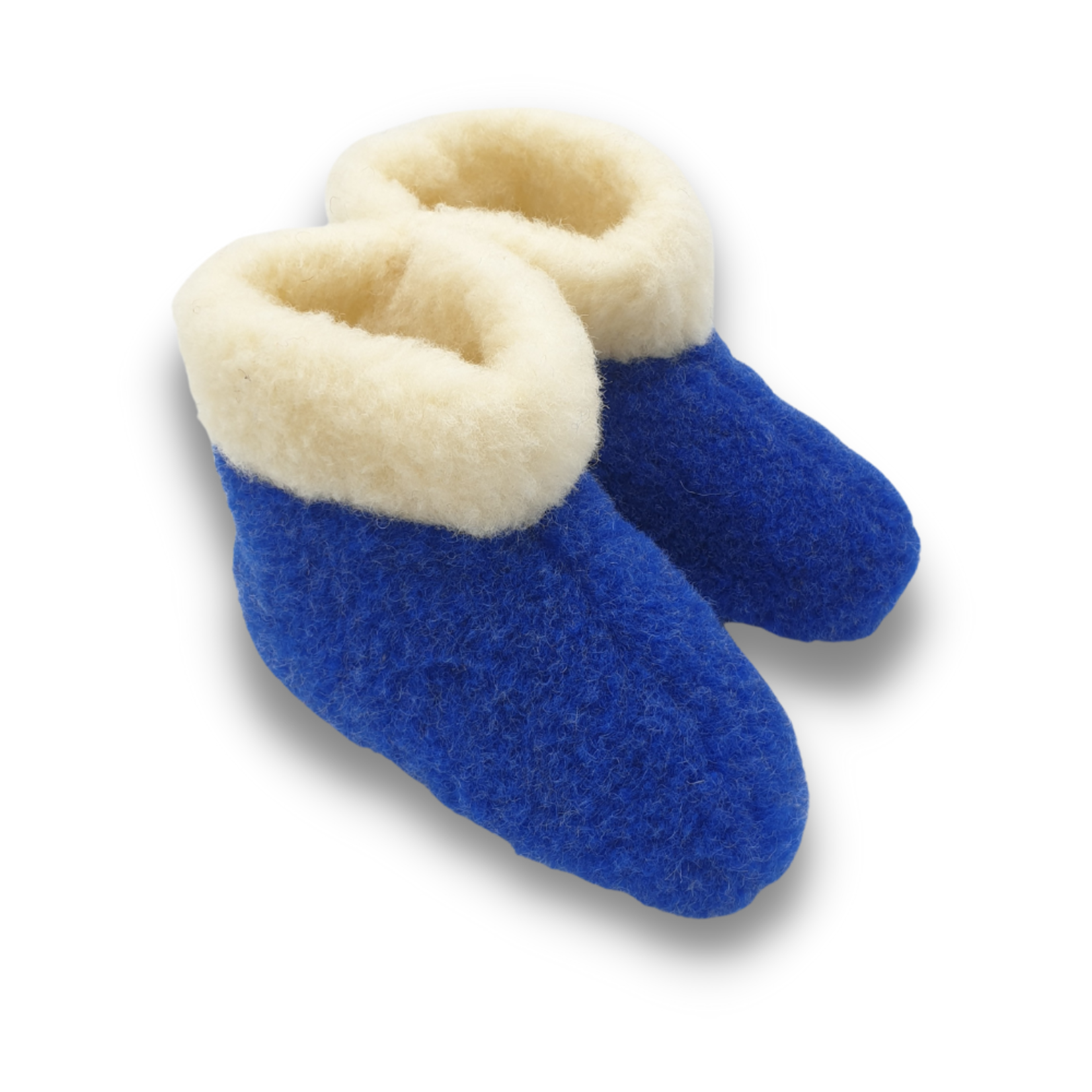 DINA Wollen sloffen hoog model wit/blauw