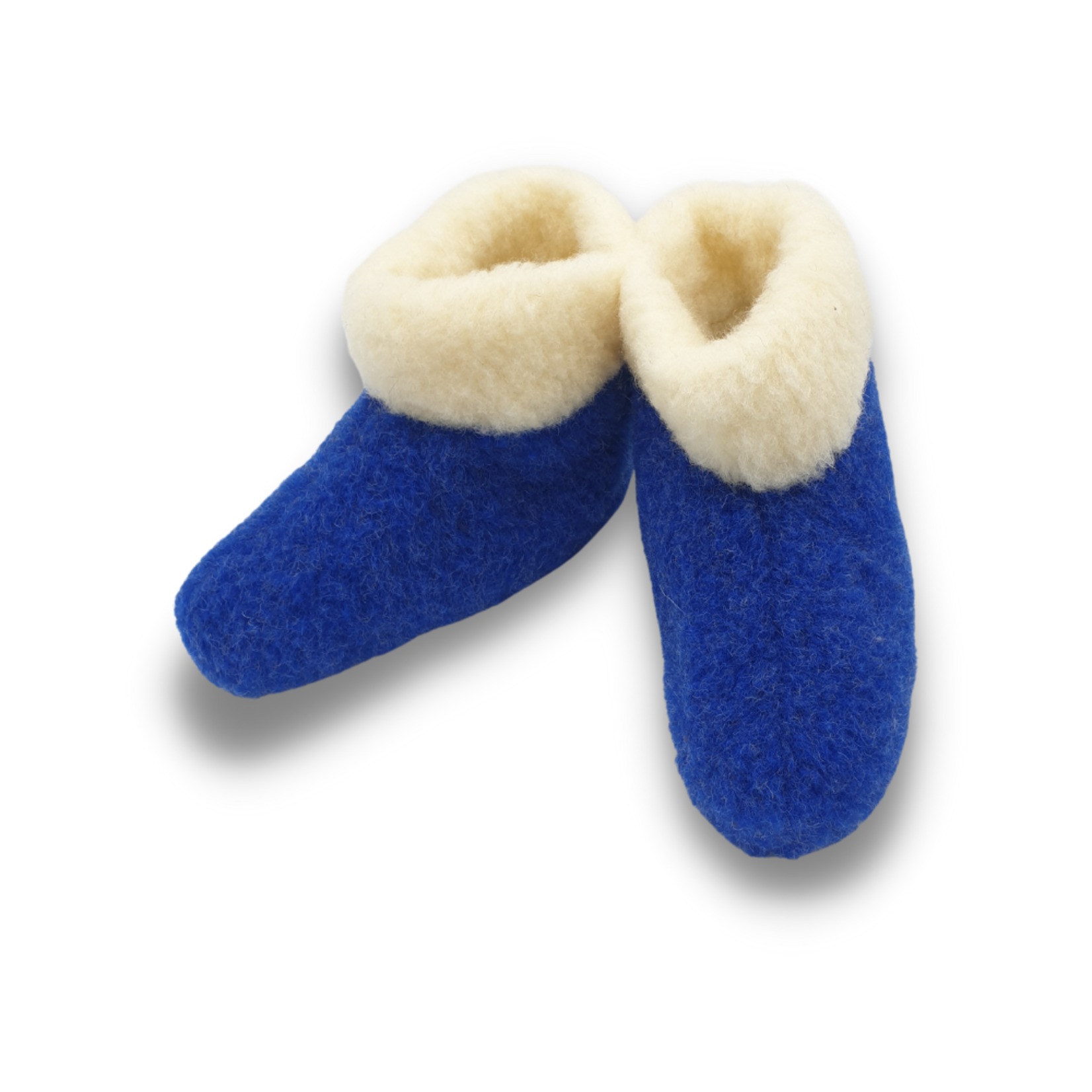 DINA Wollen sloffen hoog model wit/blauw