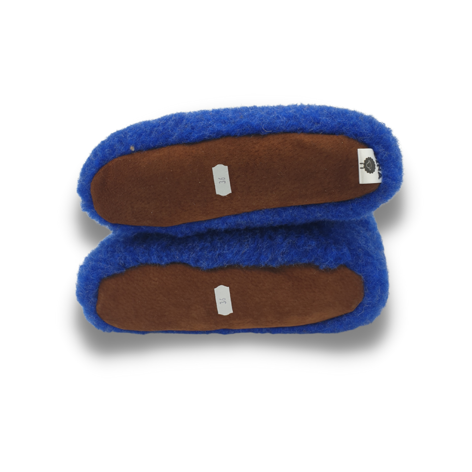 DINA Wollen sloffen hoog model wit/blauw